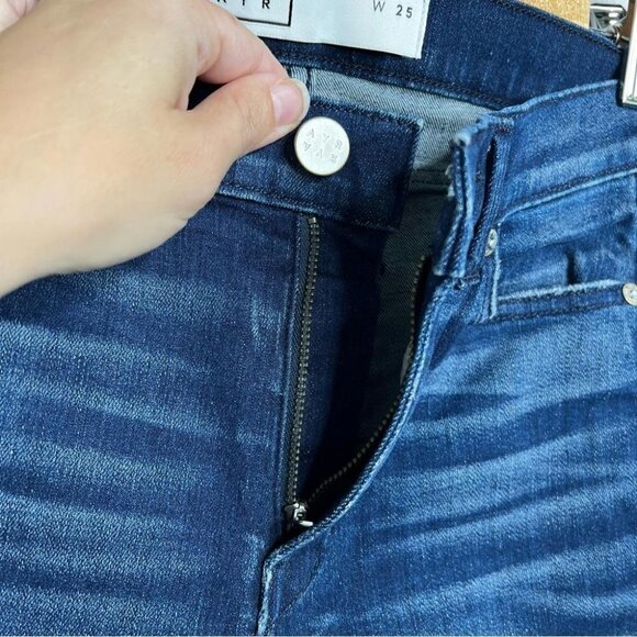 AYR Womens Size 25 High Rise Ankle Slit Jean Stretch Skinny Whiskered Denim Blue - Picture 7 of 12